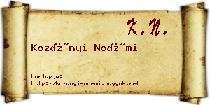 Kozányi Noémi névjegykártya
