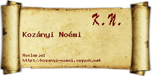 Kozányi Noémi névjegykártya